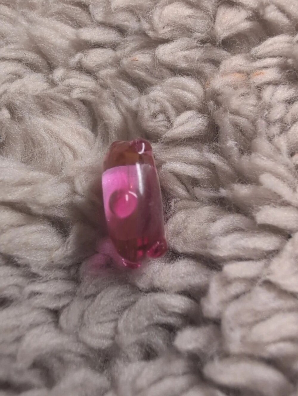 Trollbead Pink Glass Bead Charm Silver